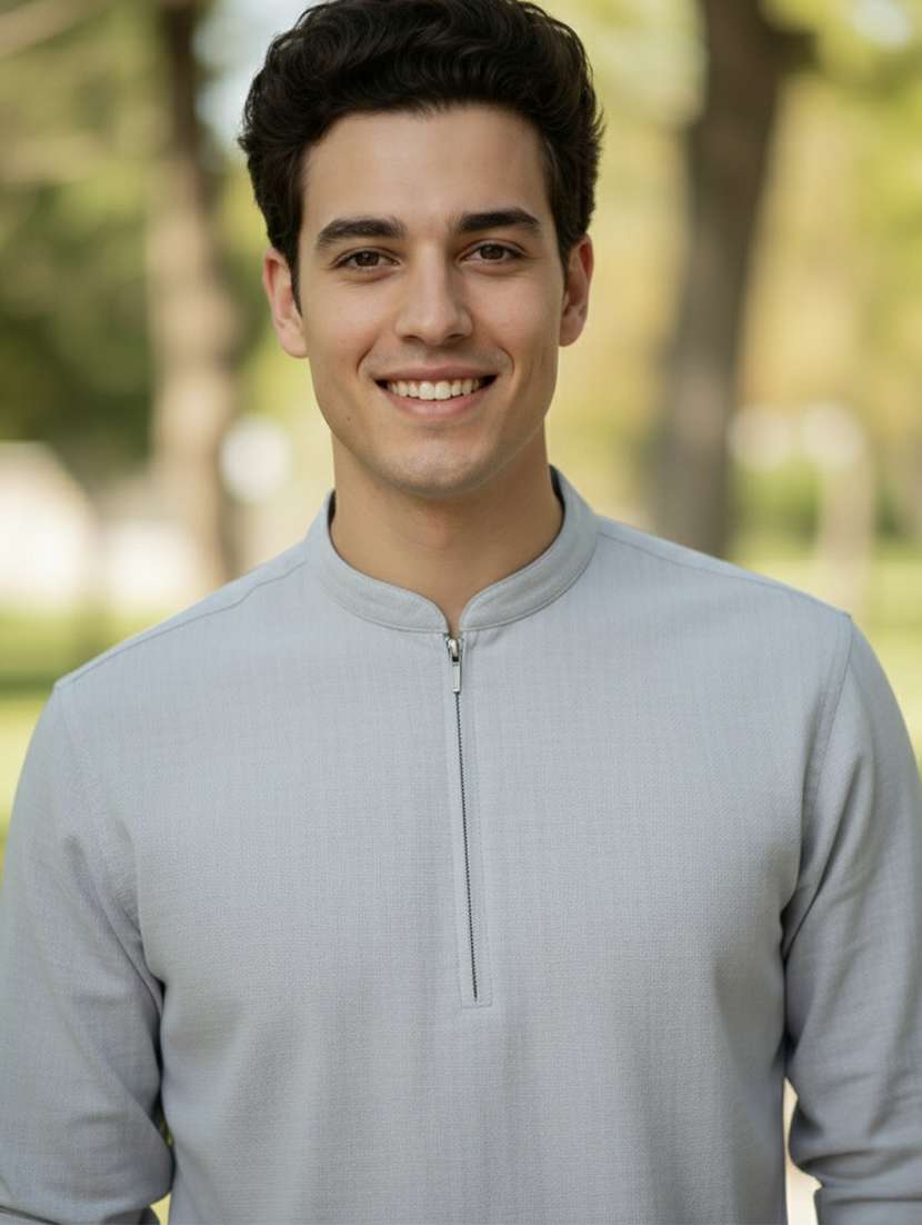 men solid mandarin neck short kurta - 22327541 -  Standard Image - 4