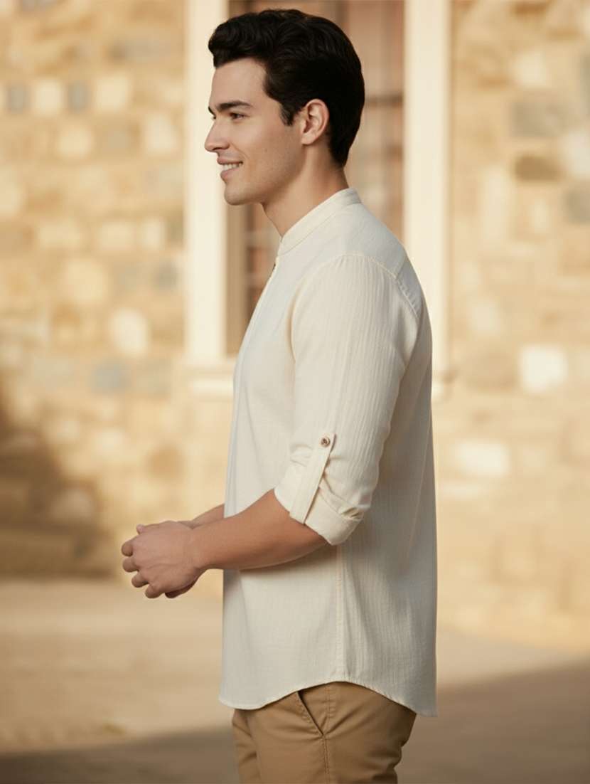 men solid mandarin neck short kurta - 22327545 -  Standard Image - 1