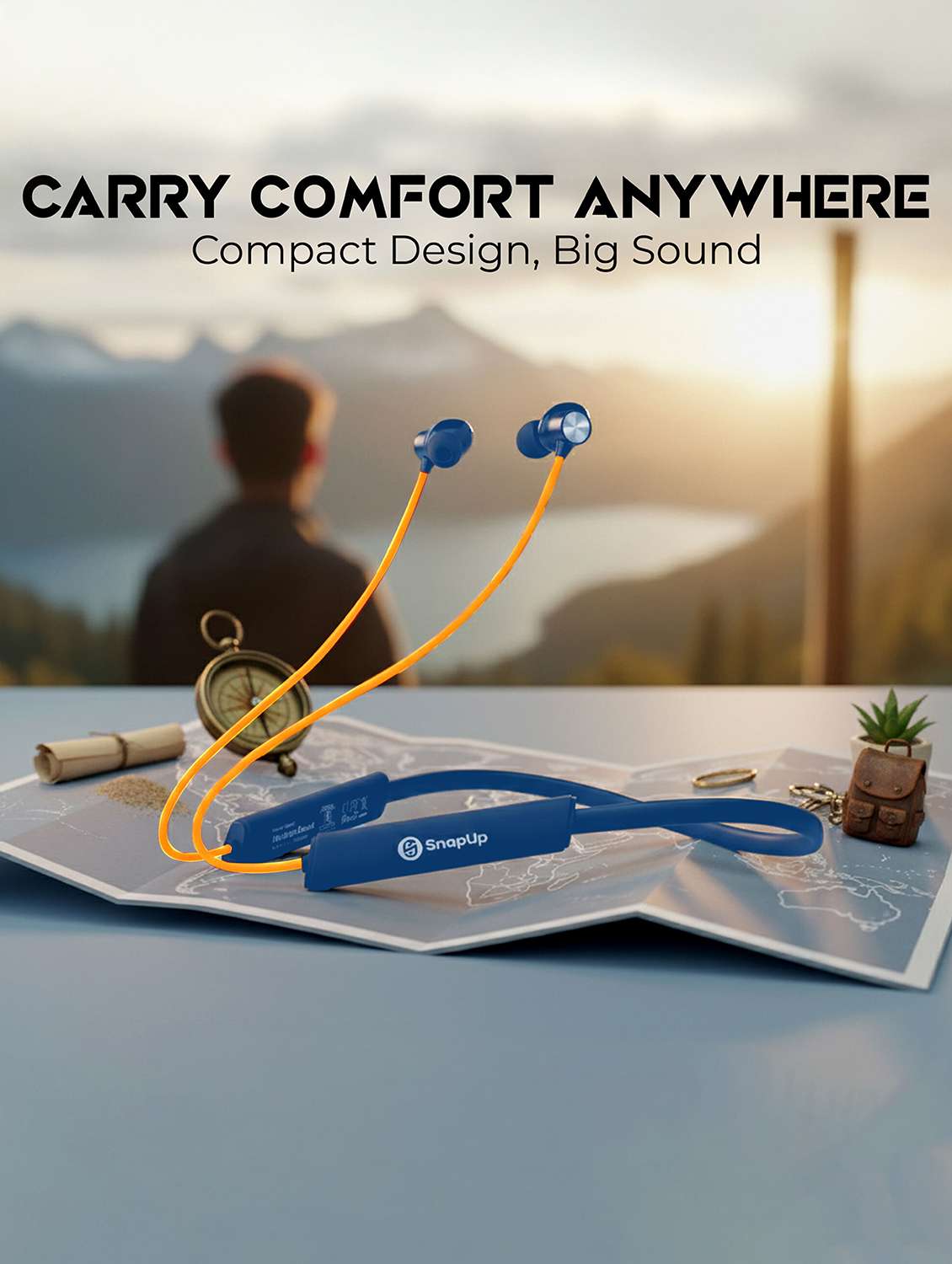 snapup musique bassx bluetooth wireless neckband (blue yellow) - 22327554 -  Standard Image - 9