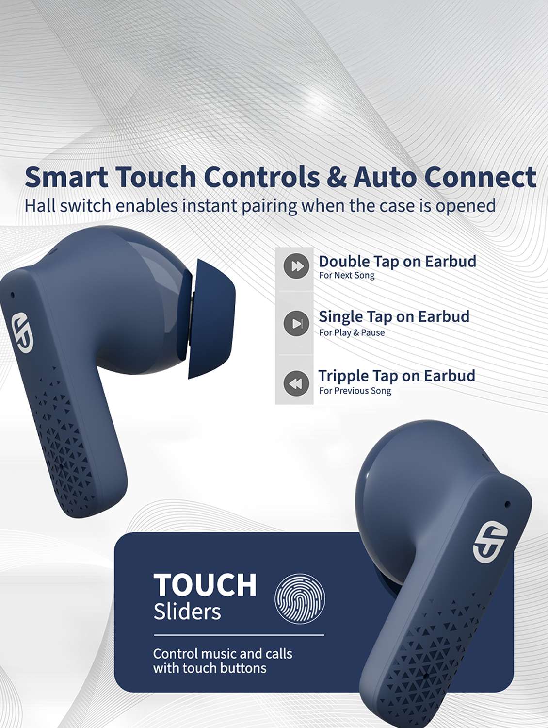 snapup snapods crystal in ear true wireless earbuds - psych blue - 22327557 -  Standard Image - 6