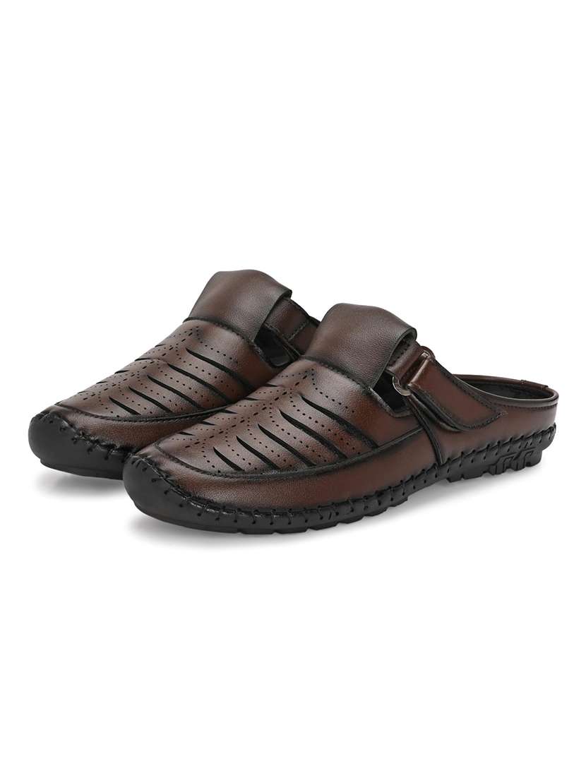 men brown slip on sandal - 22327574 -  Standard Image - 1