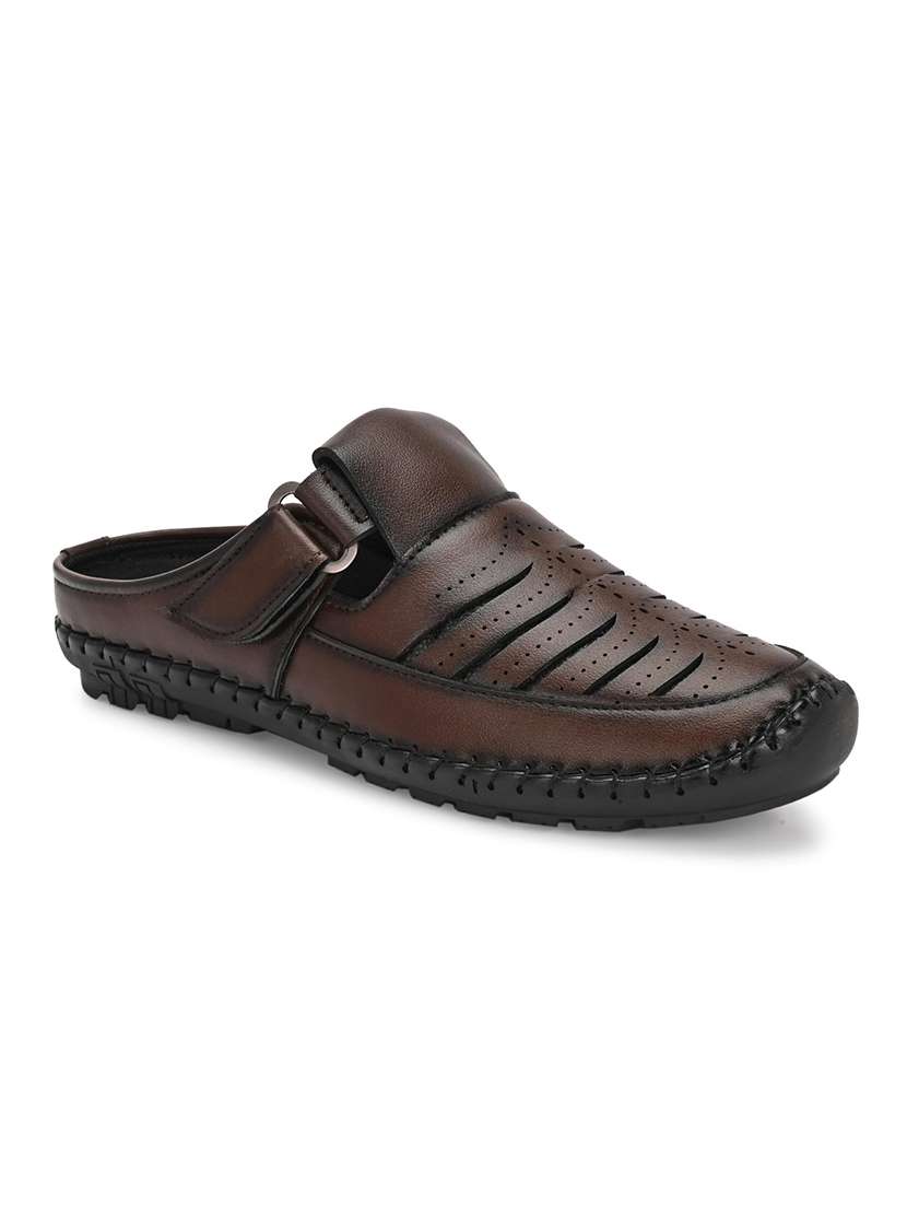 men brown slip on sandal - 22327574 -  Standard Image - 4