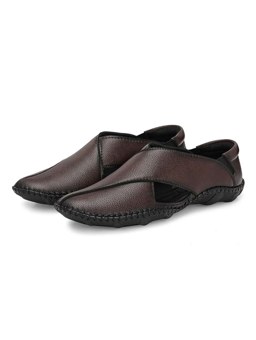 men brown slip on sandal - 22327579 -  Standard Image - 1
