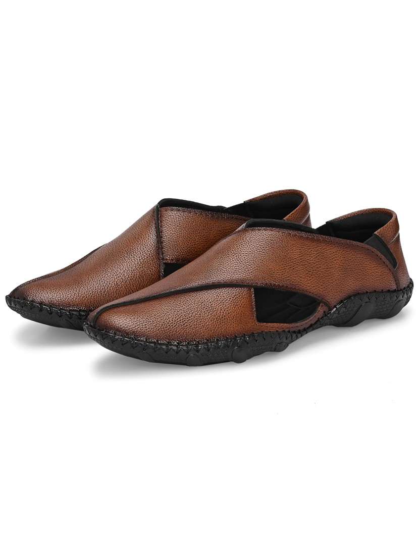 men tan slip on sandal - 22327581 -  Standard Image - 1