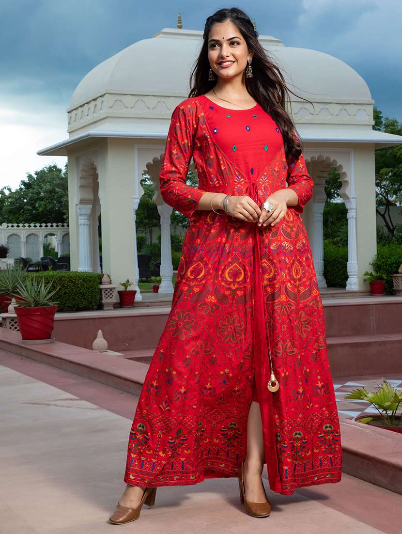 women printed three quarter sleeve kurta - 22327590 -  Standard Image - 1