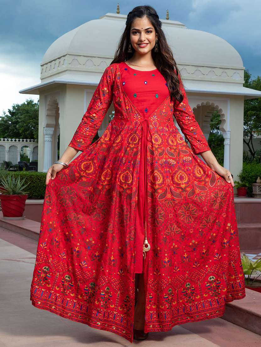 women printed three quarter sleeve kurta - 22327590 -  Standard Image - 4