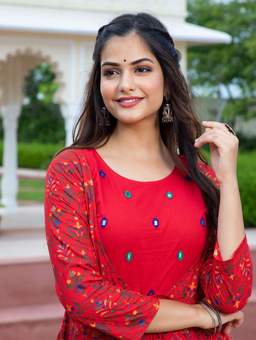 women printed three quarter sleeve kurta - 22327590 -  Standard Image - 6