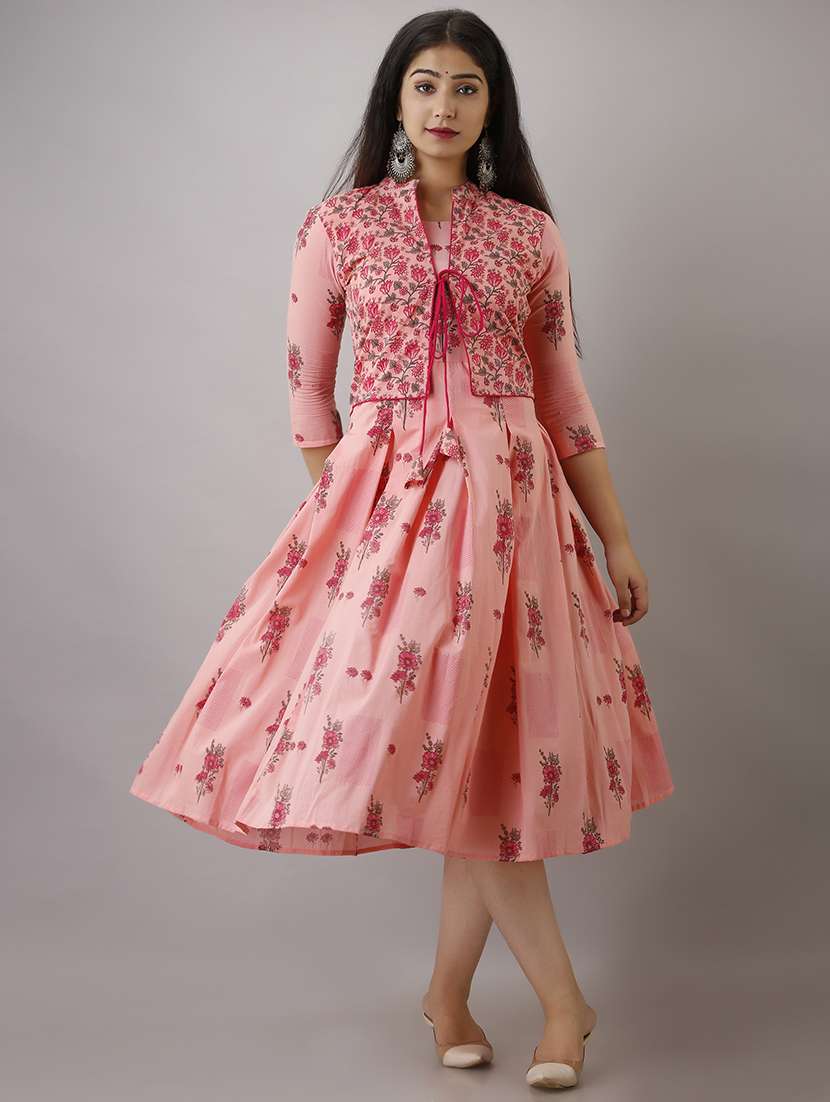 women floral print three quarter sleeve kurta - 22327592 -  Standard Image - 1