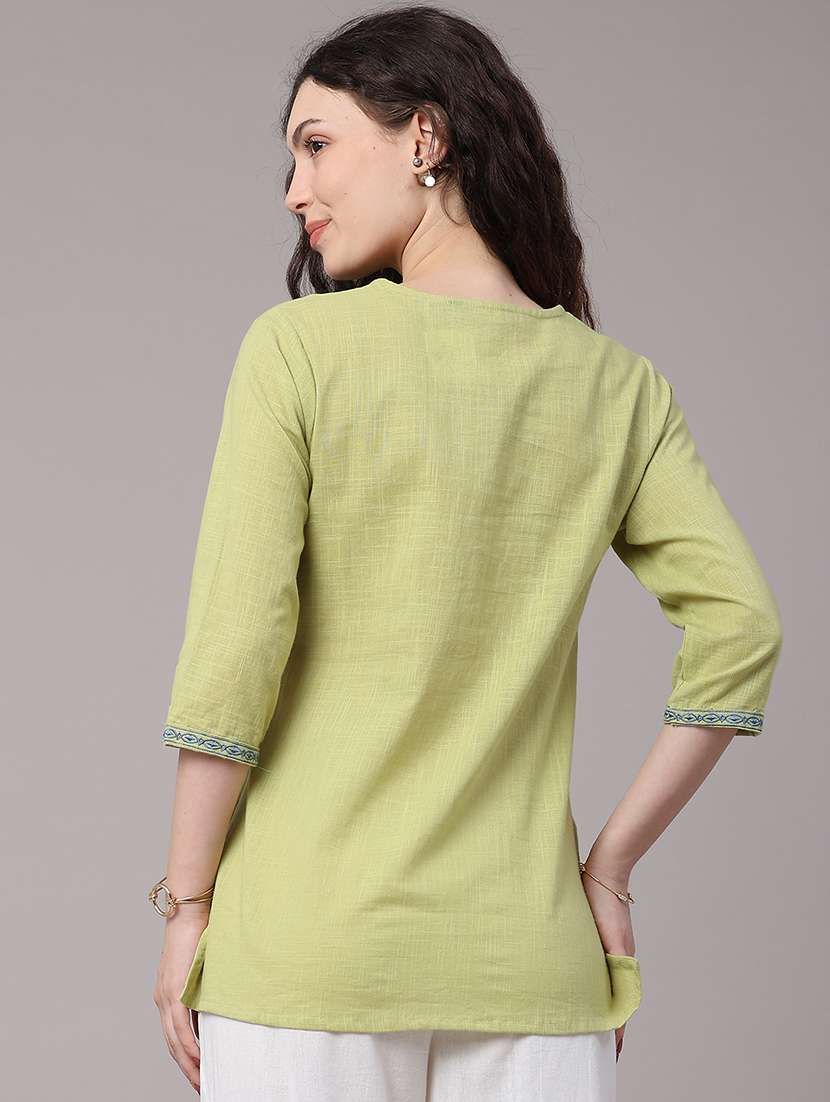 women embroidered three quarter sleeves a-line kurti - 22327721 -  Standard Image - 4