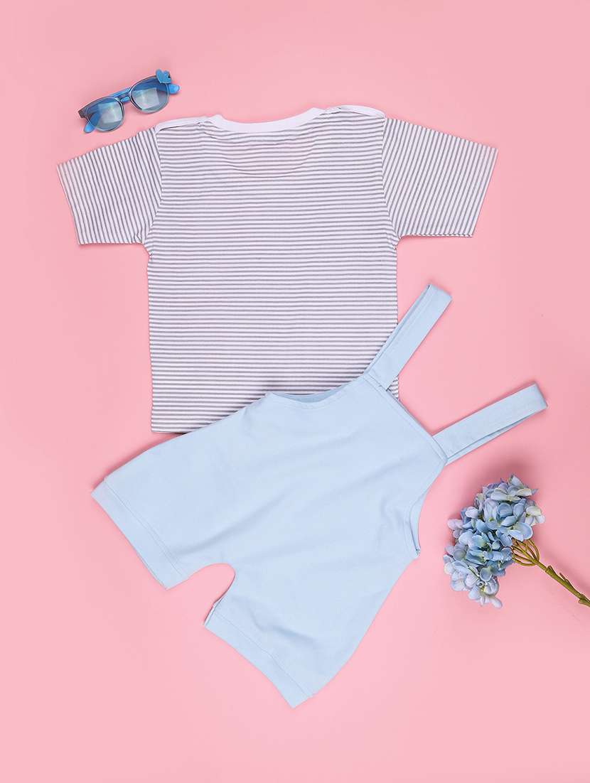boys printed round neck t-shirt and dungaree set - 22327736 -  Standard Image - 1