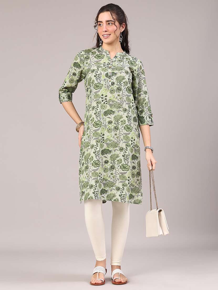 women printed three quarter sleeve straight kurta - 22327785 -  Standard Image - 4