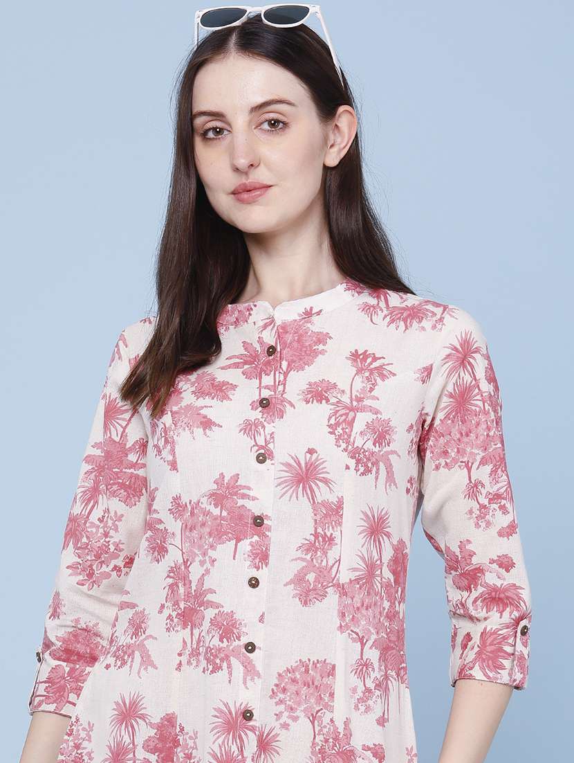 women printed three quarter sleeves a-line kurta - 22327787 -  Standard Image - 1