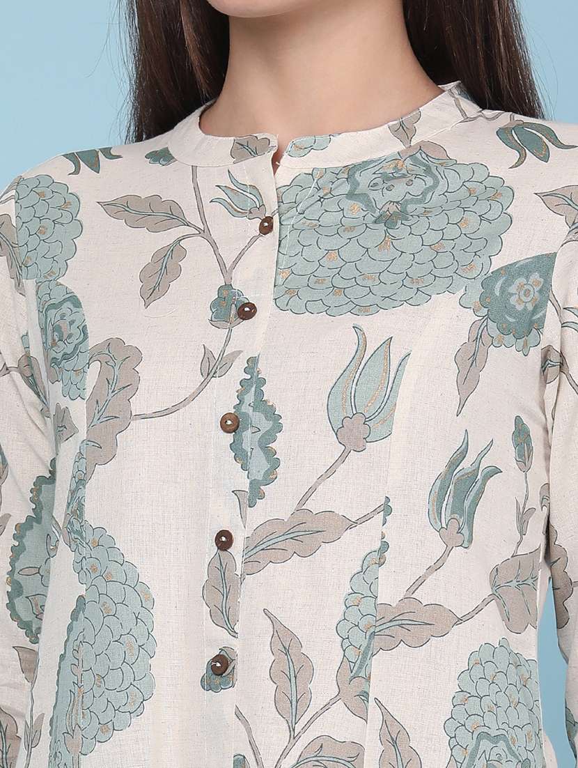 women printed three quarter sleeves a-line kurta - 22327788 -  Standard Image - 1