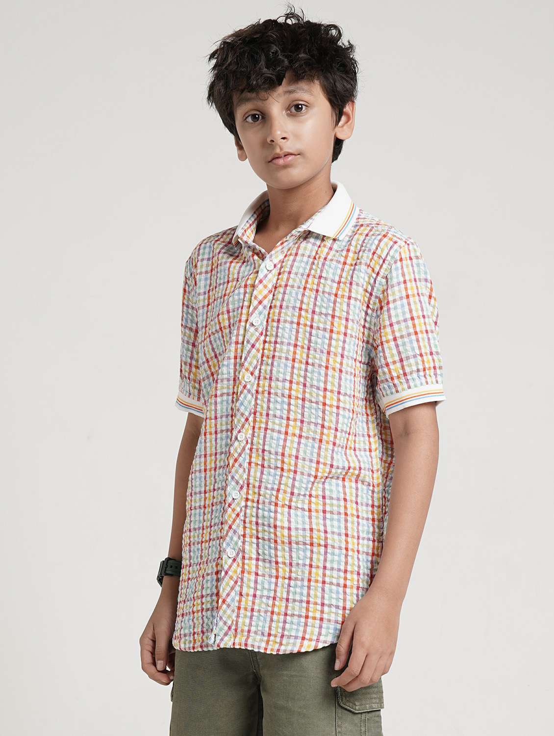 boys checkered collared short sleeve shirt - 22327847 -  Standard Image - 1