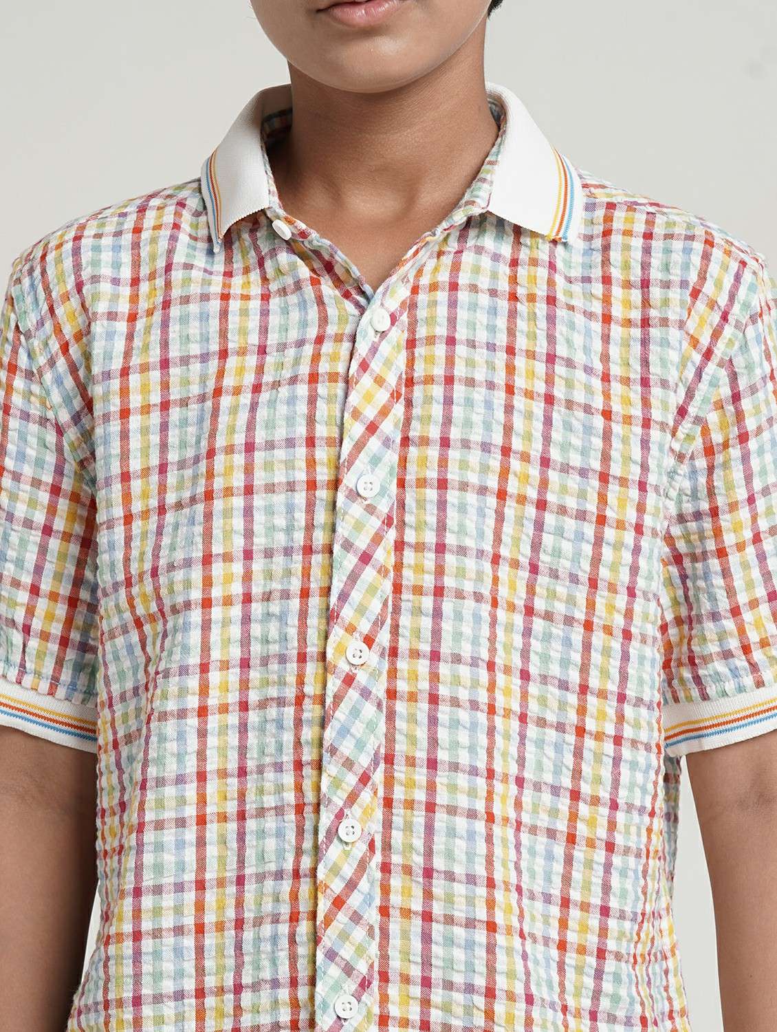 boys checkered collared short sleeve shirt - 22327847 -  Standard Image - 4