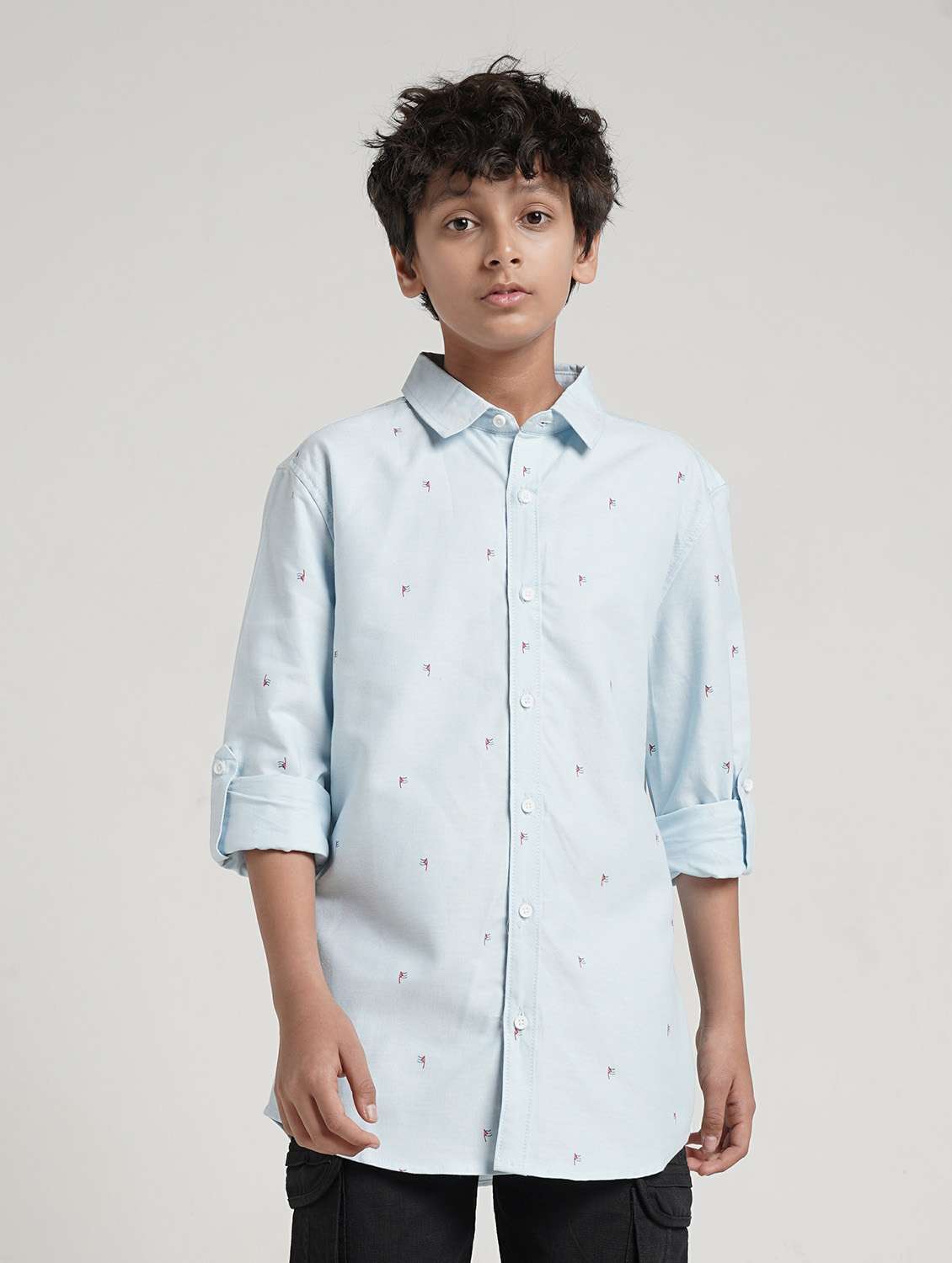 boys printed collared roll up sleeve shirt - 22327852 -  Standard Image - 1
