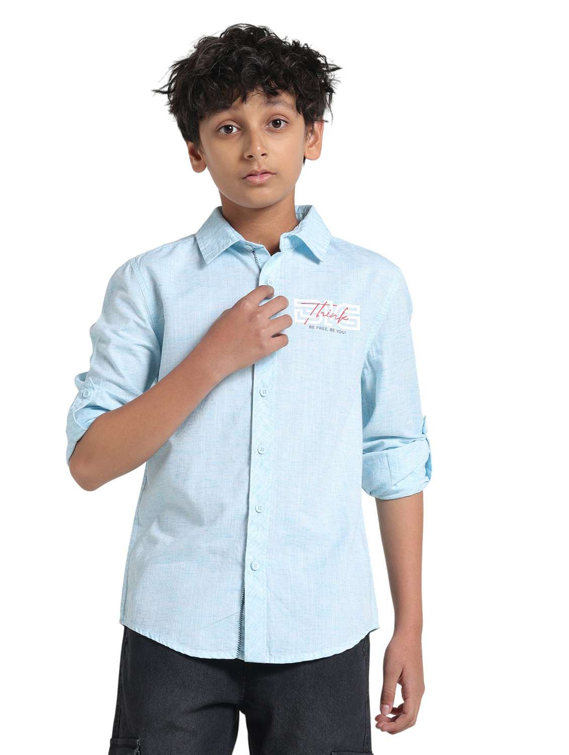 boys printed collared roll up sleeve shirt - 22327853 -  Standard Image - 1