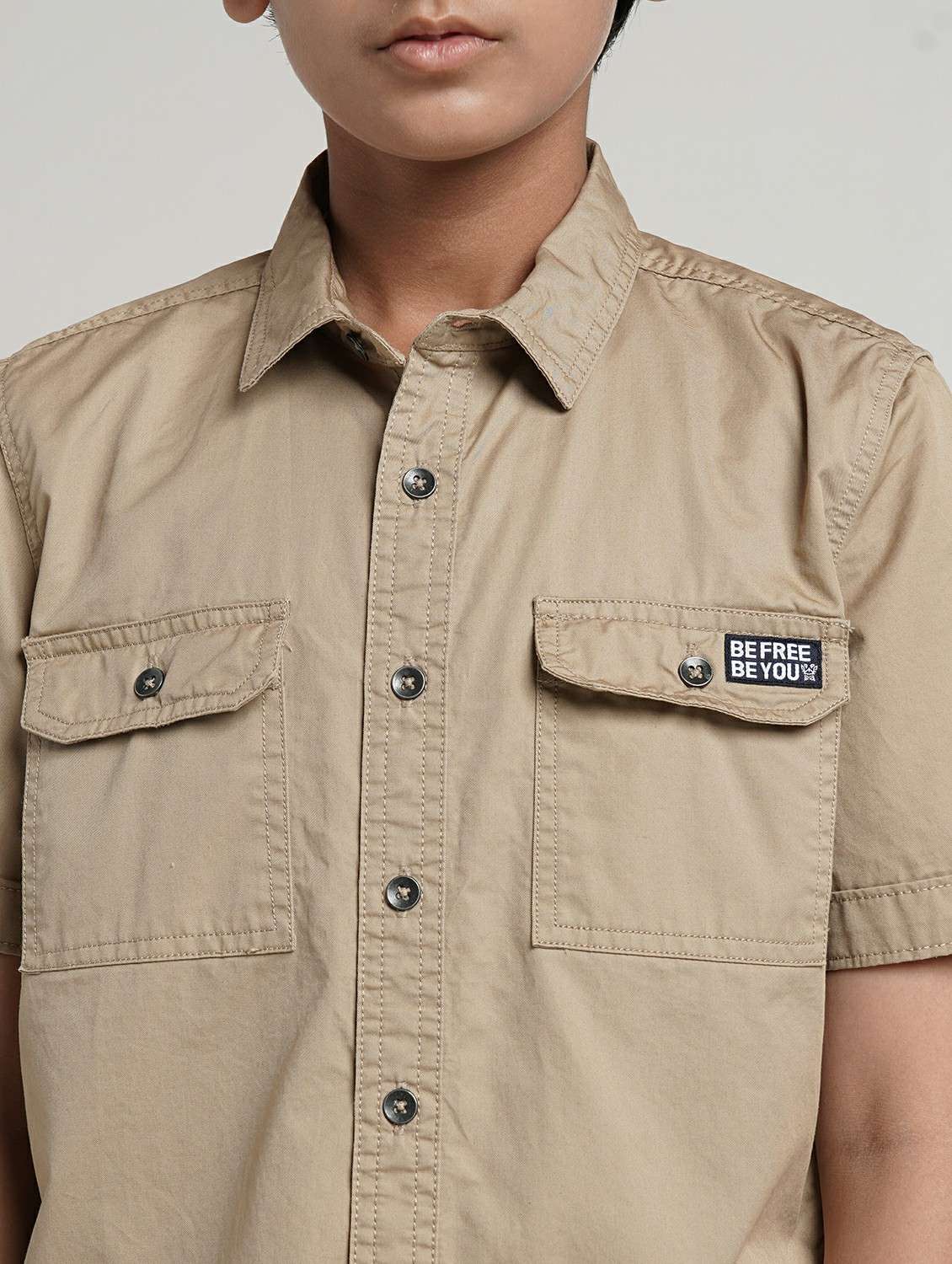 boys solid collared short sleeve shirt - 22327854 -  Standard Image - 4