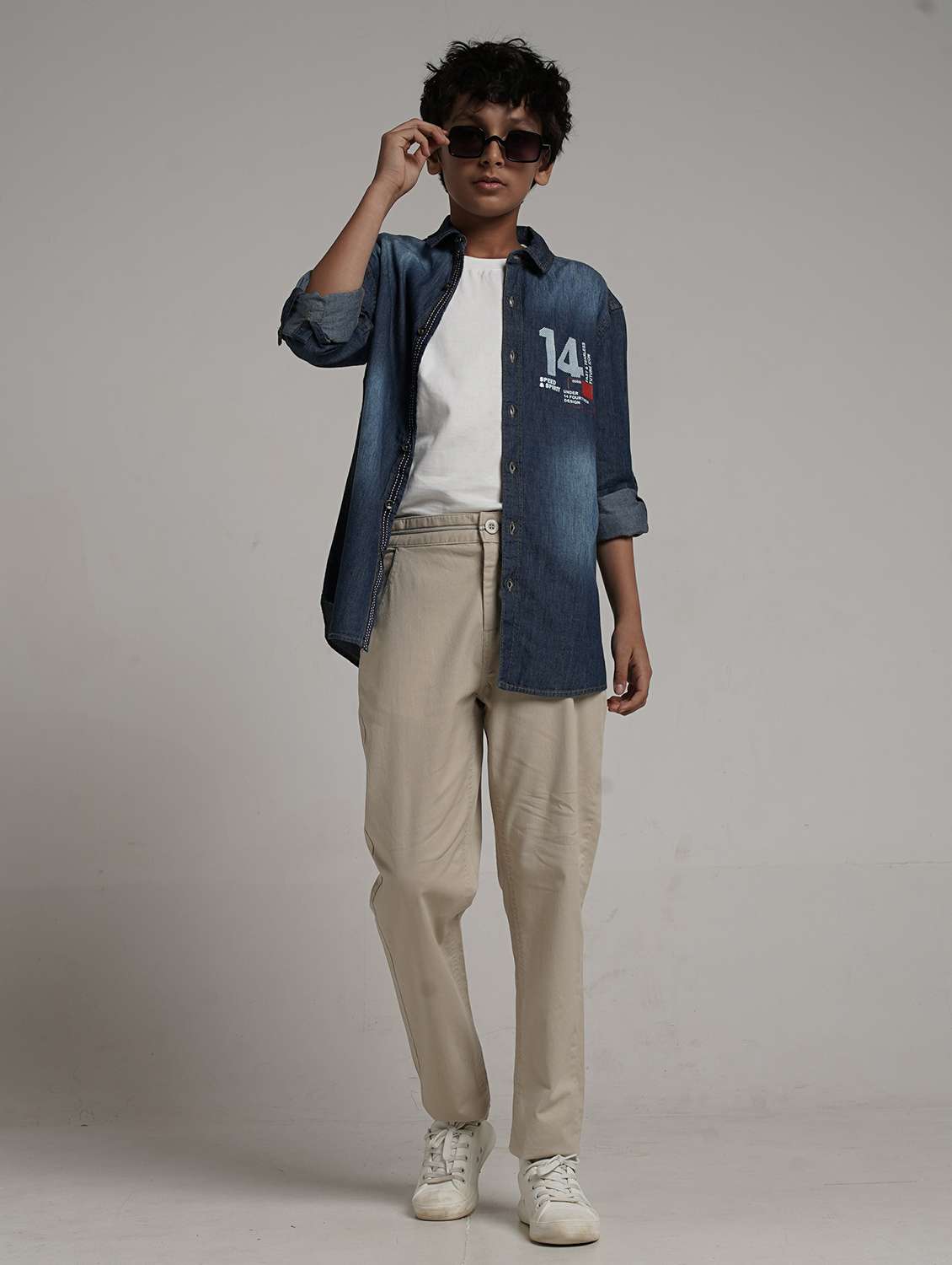 boys printed collared roll up sleeve denim shirt - 22327855 -  Standard Image - 4