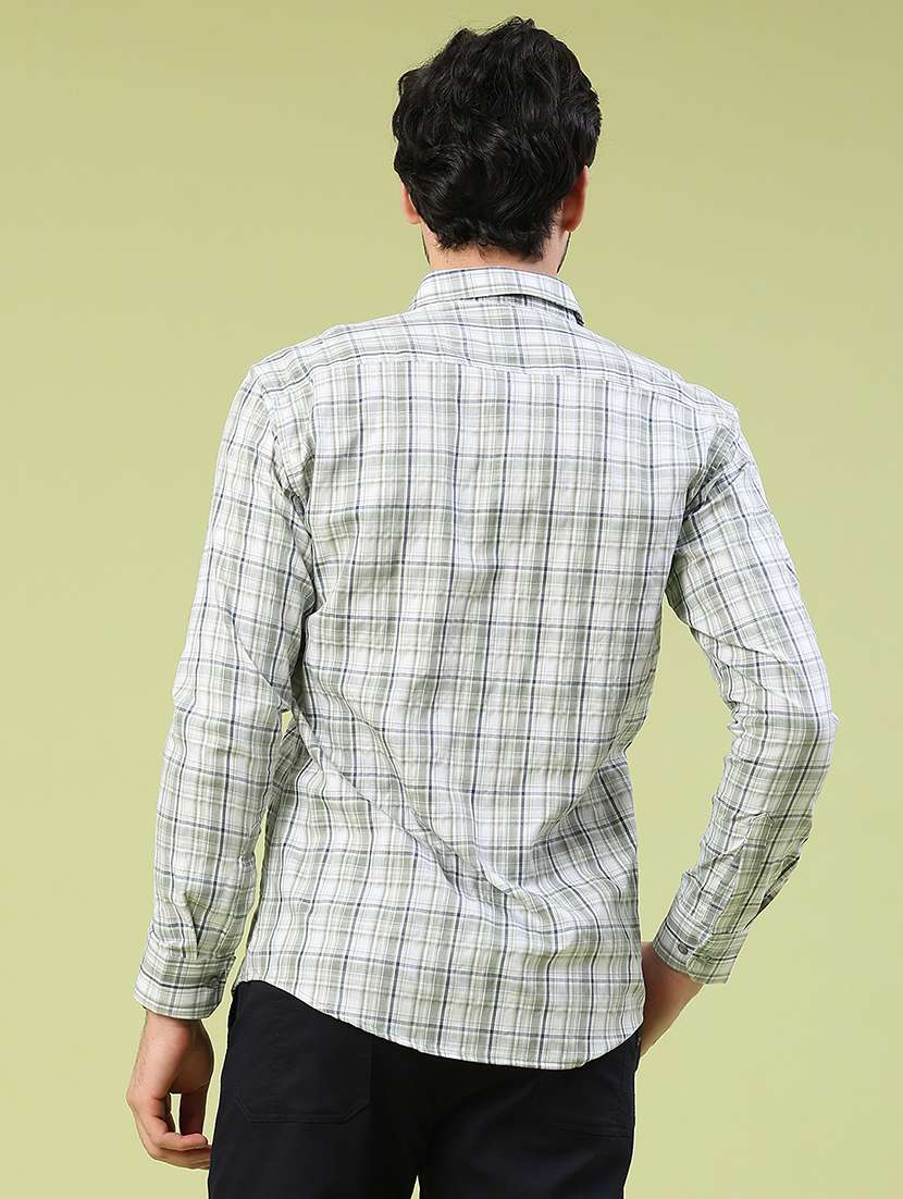 men checkered long sleeve slim fit casual shirt - 22327878 -  Standard Image - 4