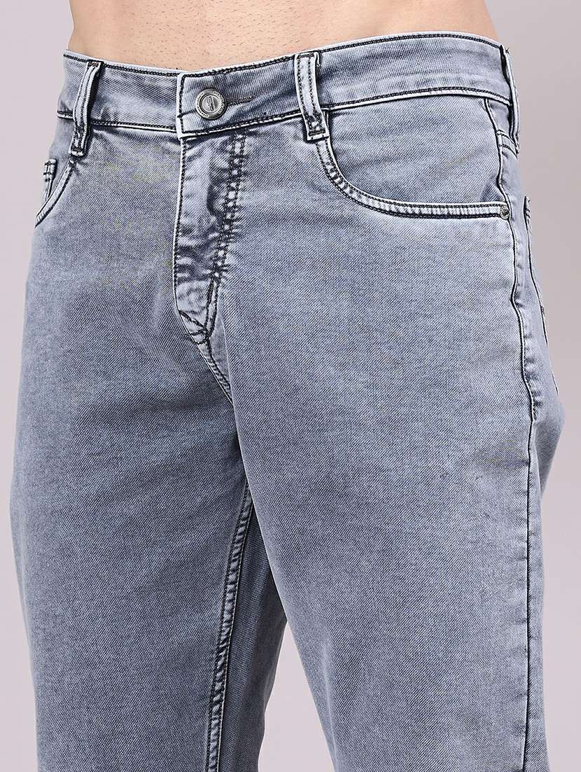 men plain mid rise full length jeans - 22328011 -  Standard Image - 1