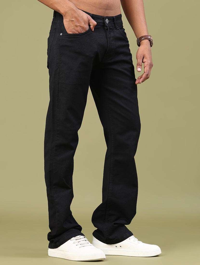 men plain mid rise full length bootcut jeans