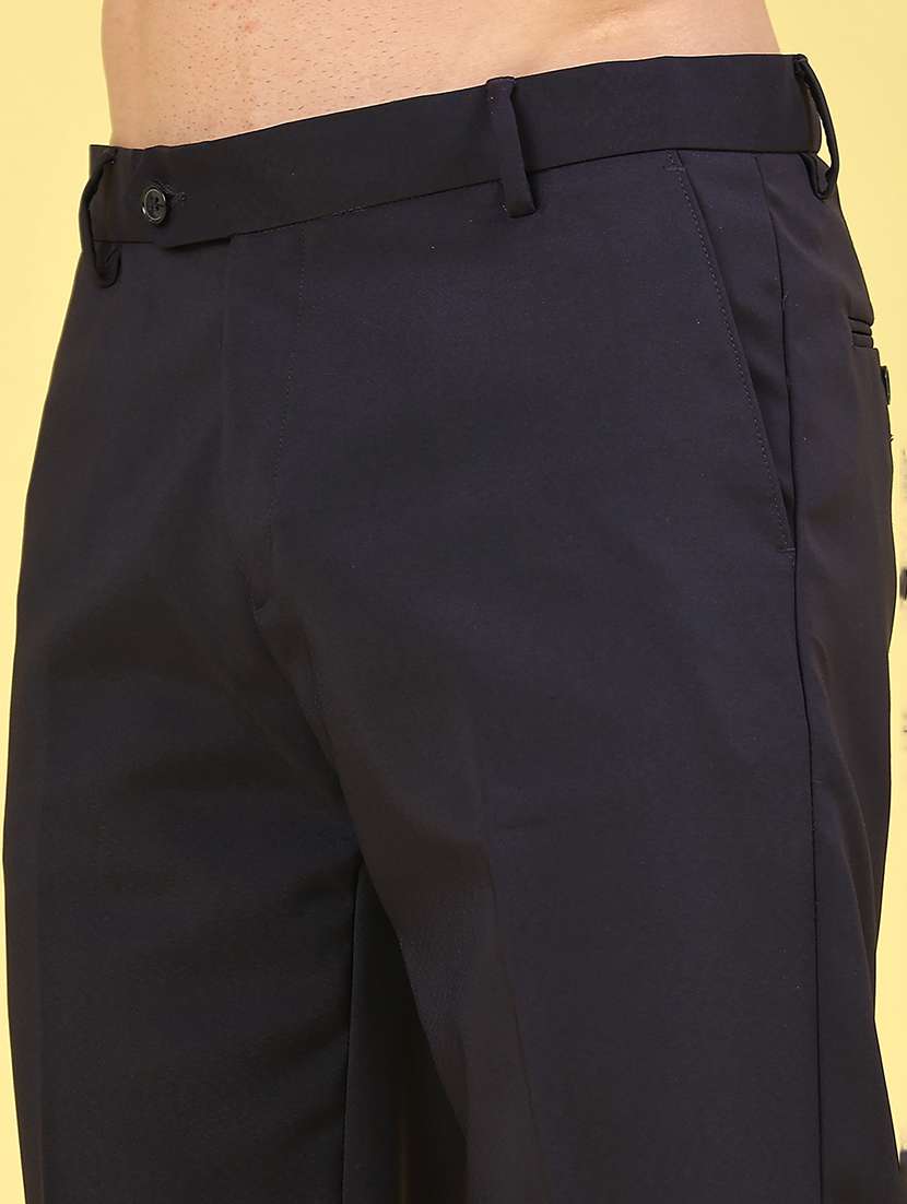 men solid mid rise flat front formal trouser - 22328073 -  Standard Image - 1
