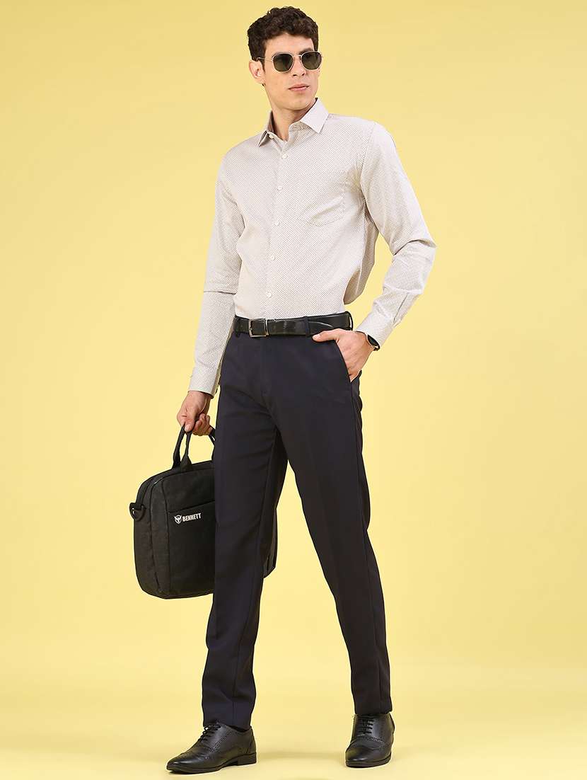 men solid mid rise flat front formal trouser - 22328073 -  Standard Image - 4