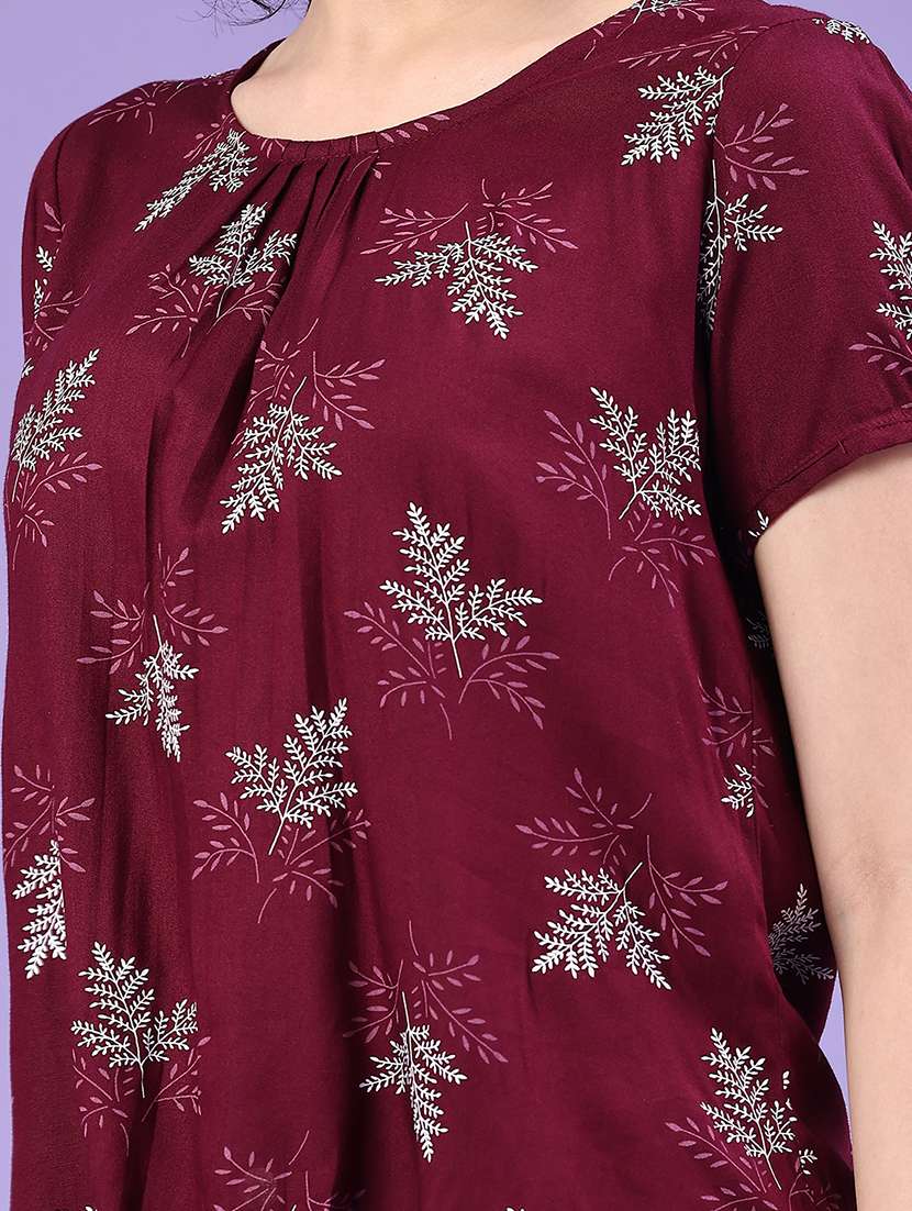 women printed short sleeve a-line top - 22328077 -  Standard Image - 1