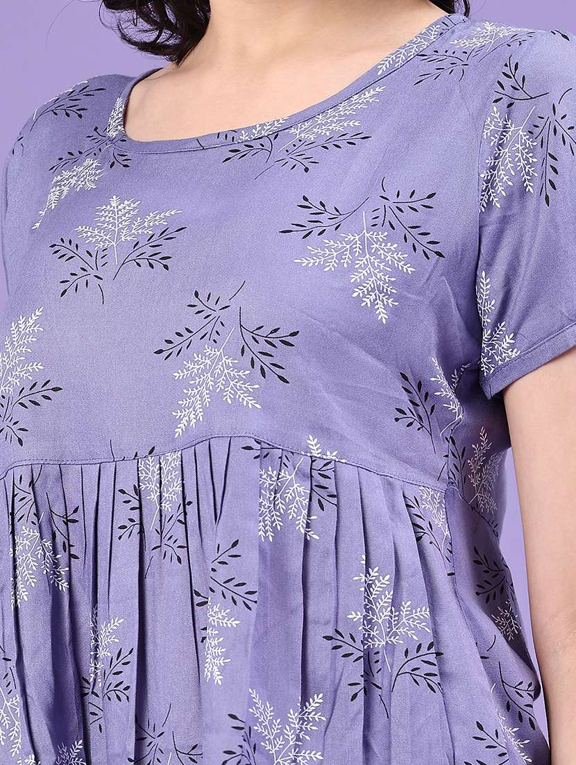 women printed short sleeve flared top - 22328078 -  Standard Image - 1