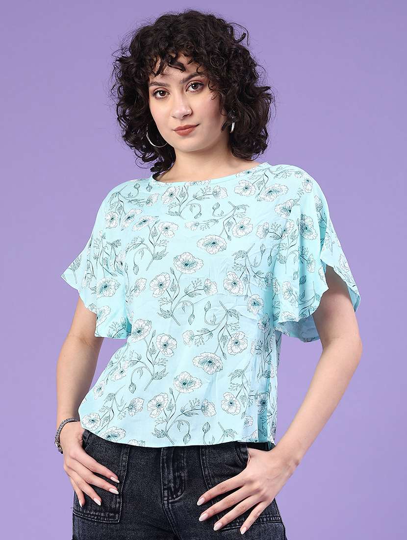 women printed short sleeve a-line top