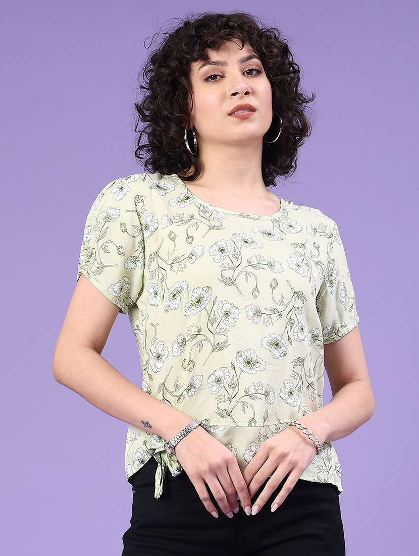 women floral printed short sleeve top