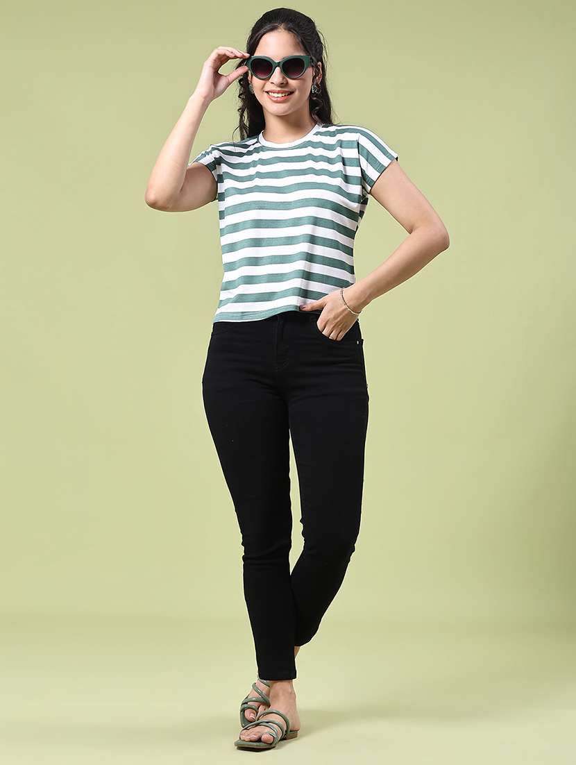 Women Striped Short Sleeve T-shirt - 22328090 -  Standard Image - 4