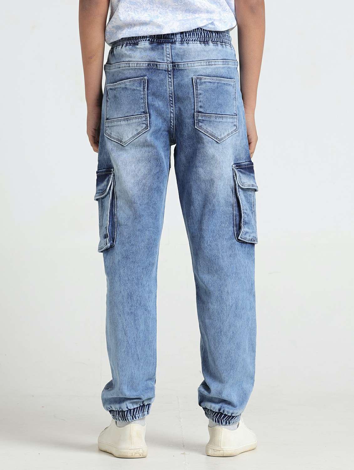 boys solid mid rise denim cargo - 22328103 -  Standard Image - 1