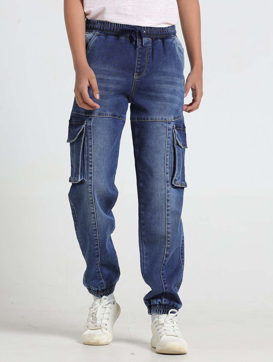 boys solid mid rise denim cargo - 22328104 -  Standard Image - 1