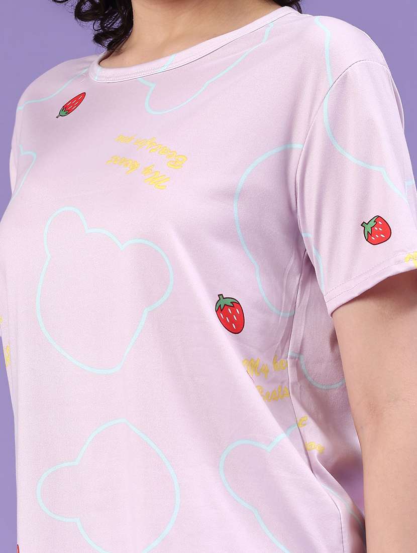 women printed short sleeve pyjama set nightwear - 22328280 -  Standard Image - 1