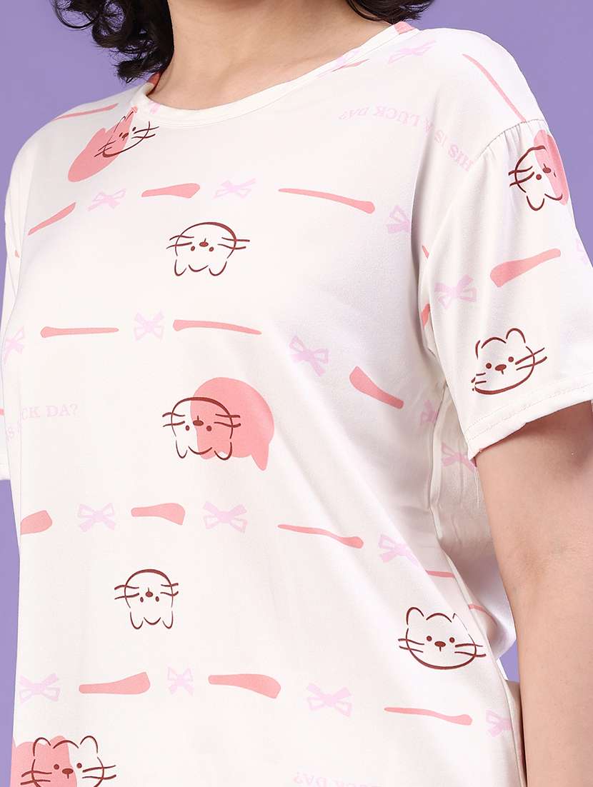 women printed short sleeve pyjama set nightwear - 22328287 -  Standard Image - 1