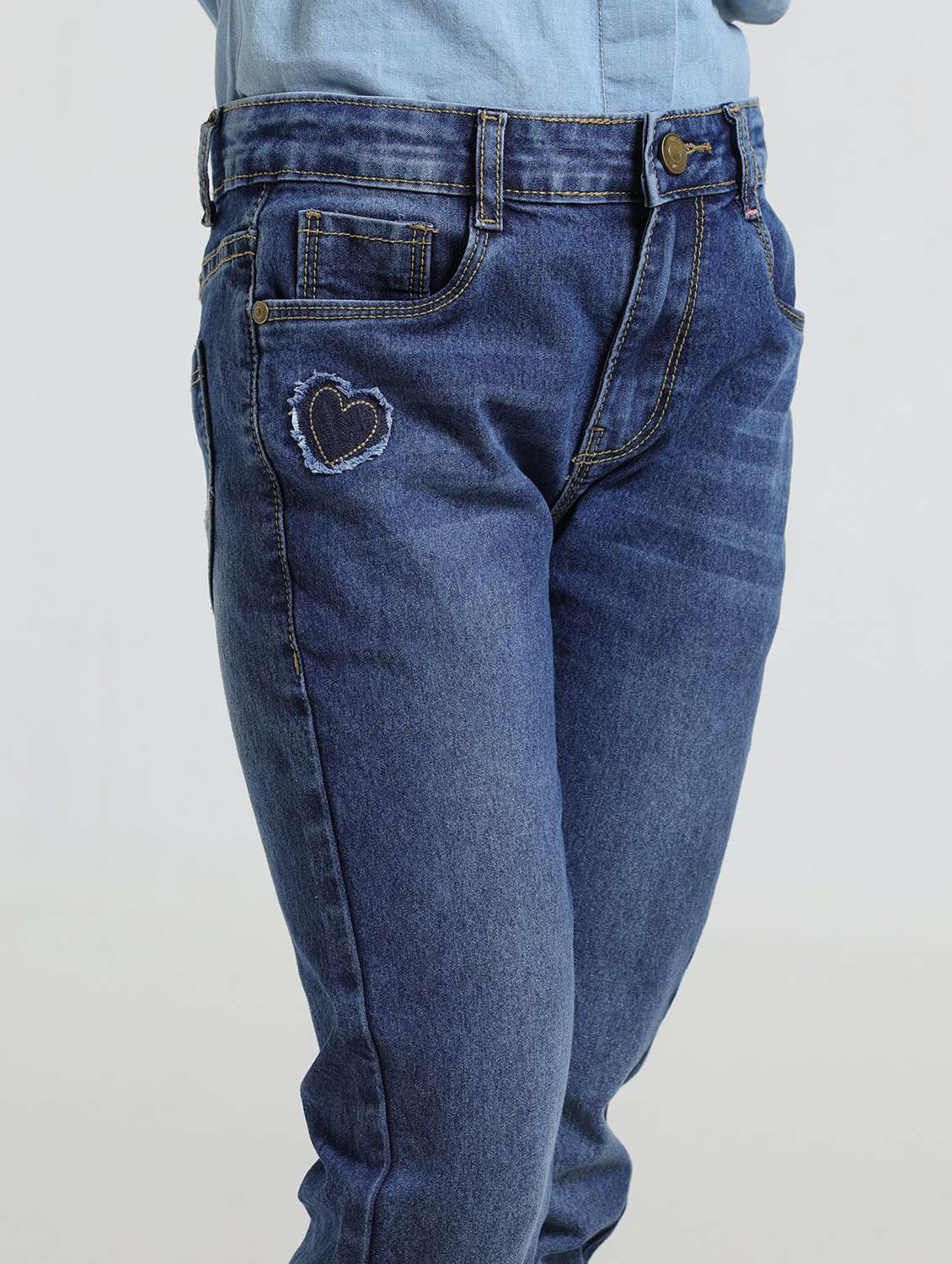 girls solid mid rise slim fit jean - 22328303 -  Standard Image - 4