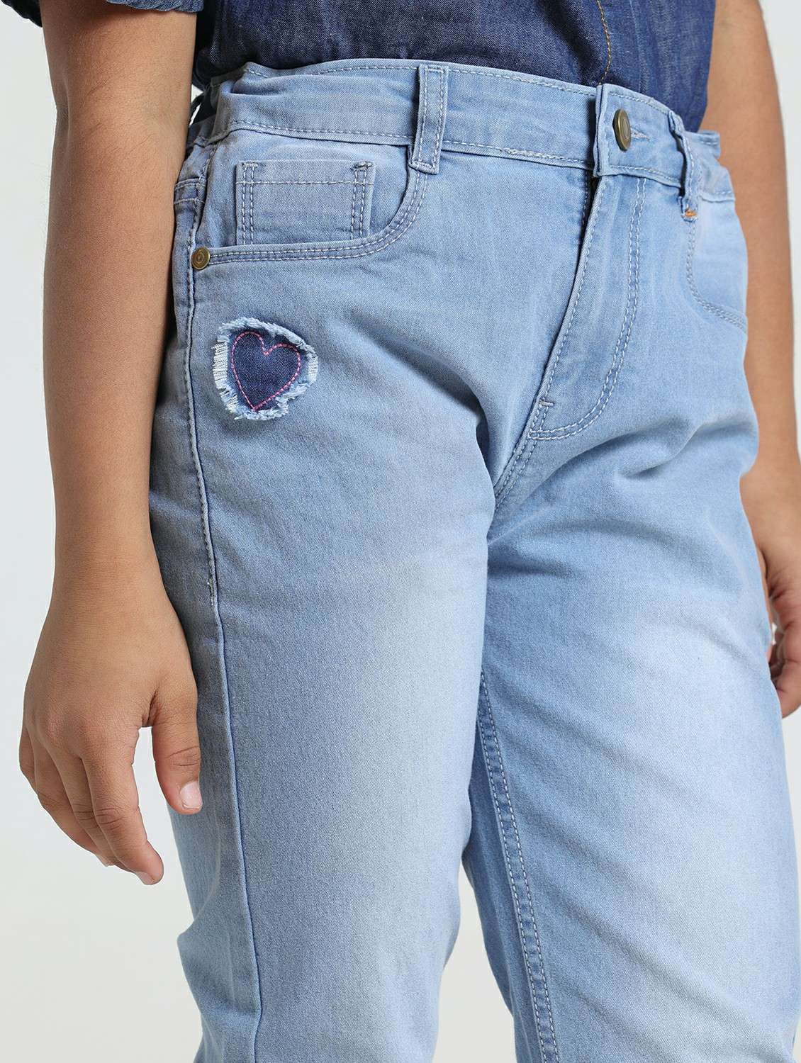 girls solid mid rise slim fit jean - 22328304 -  Standard Image - 4