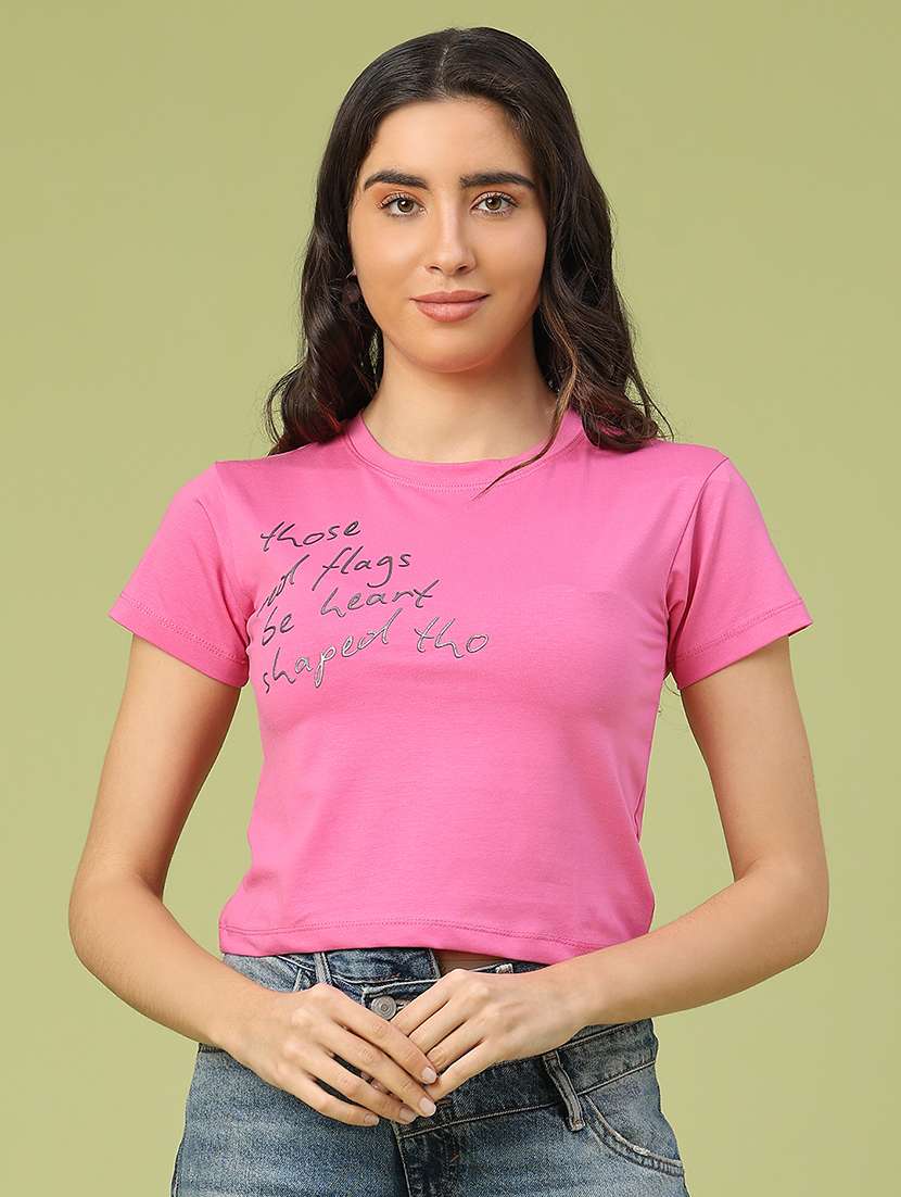 women printed short sleeve crop t-shirt - 22328402 -  Standard Image - 1
