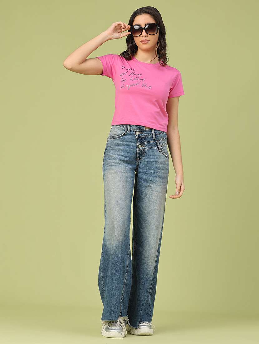 women printed short sleeve crop t-shirt - 22328402 -  Standard Image - 4