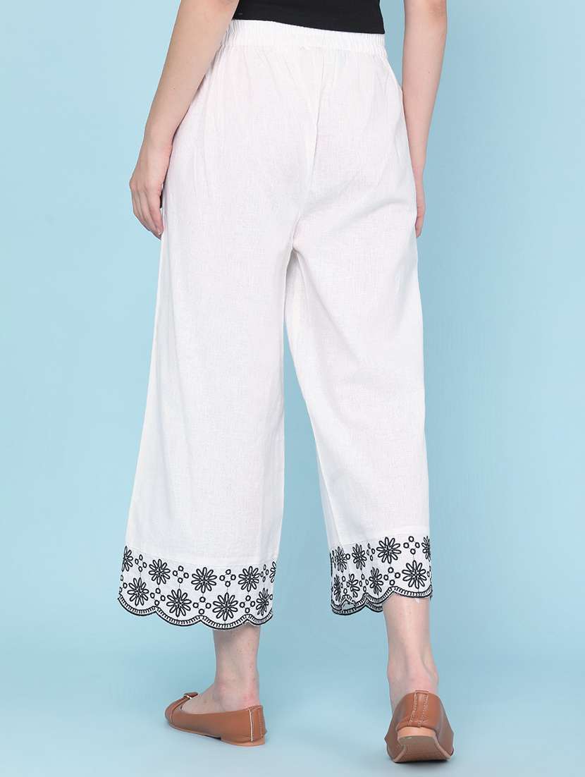 women embroidered mid rise straight pant - 22328405 -  Standard Image - 4
