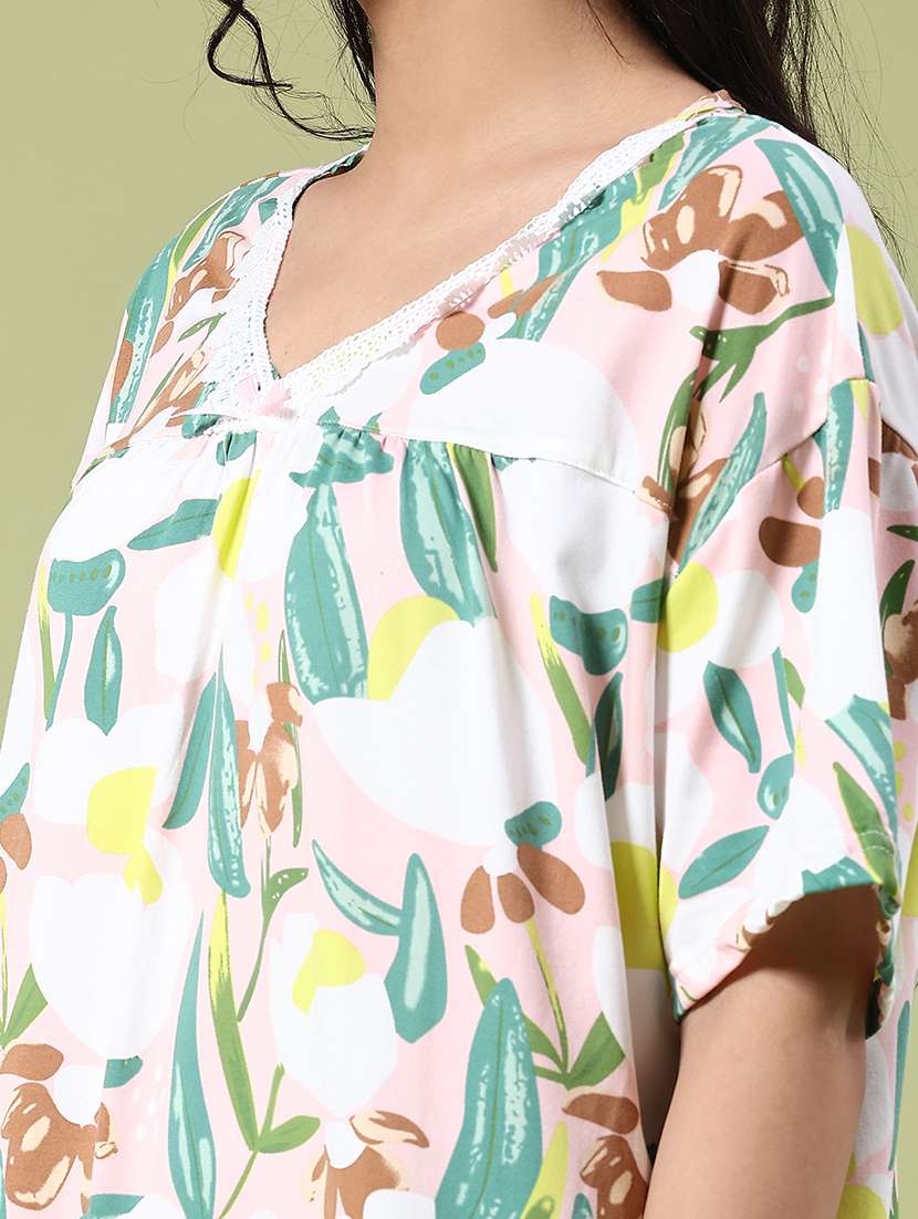 women printed short sleeve nighty - 22328413 -  Standard Image - 1