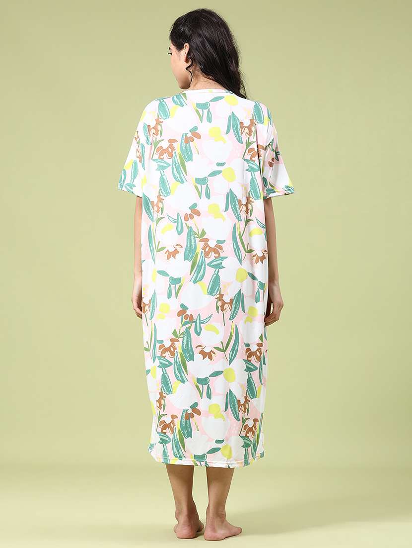 women printed short sleeve nighty - 22328413 -  Standard Image - 4