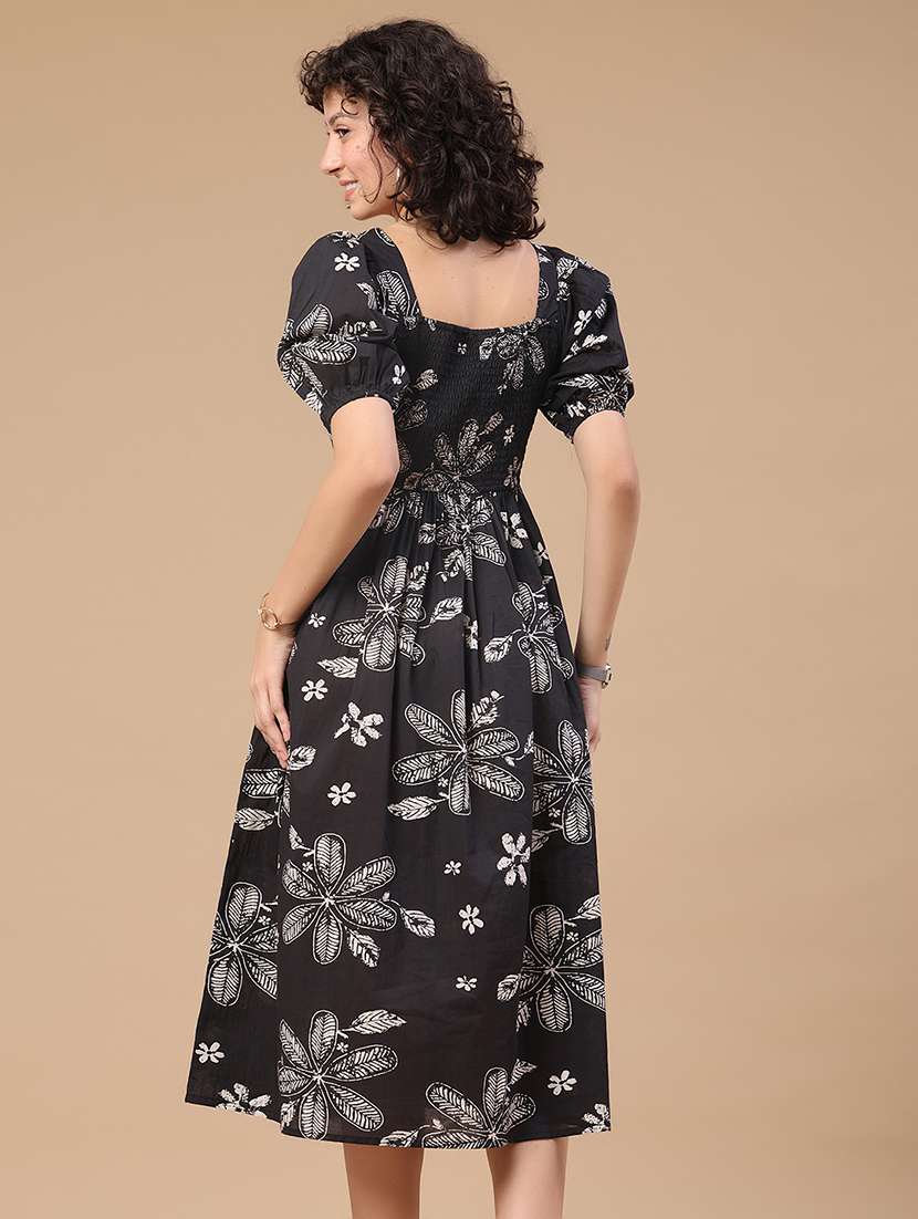 women printed puff sleeves a-line dress - 22328511 -  Standard Image - 4