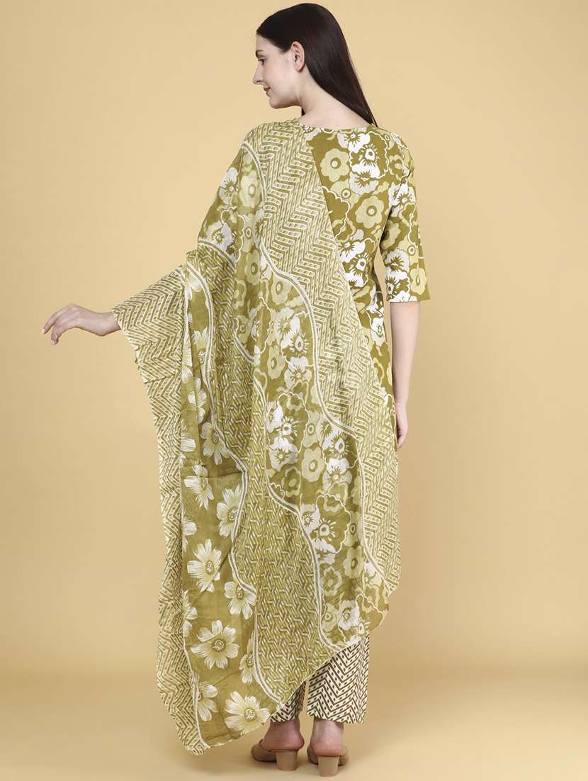 olive cotton kurta pant  set - 22328515 -  Standard Image - 4