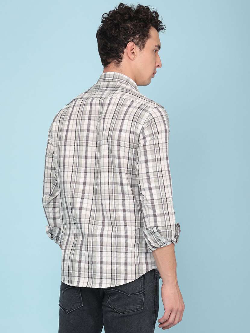 men checkered long sleeve slim fit casual shirt - 22328539 -  Standard Image - 4