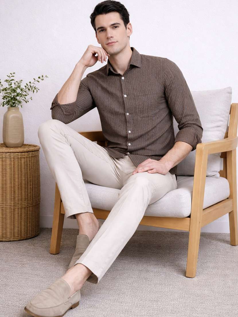 men striped long sleeve regular fit casual shirt - 22328559 -  Standard Image - 1