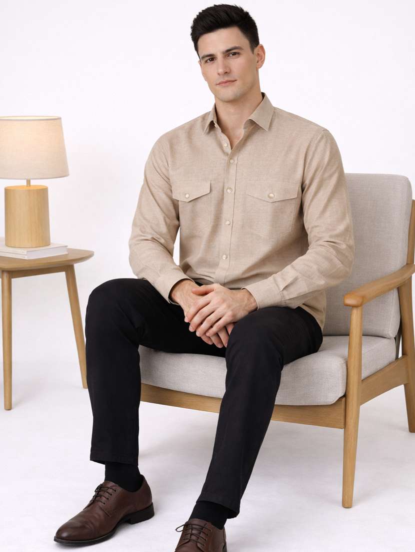 men solid long sleeve regular fit casual shirt - 22328563 -  Standard Image - 1