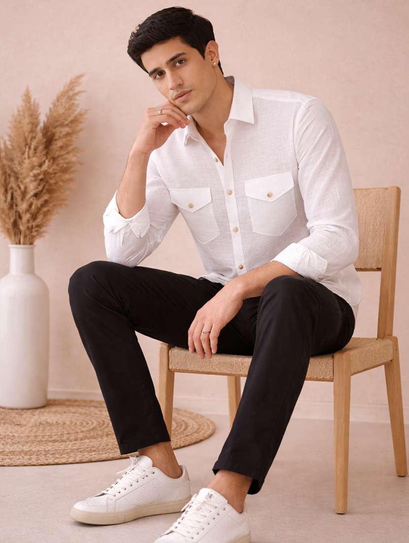 men solid long sleeve regular fit casual shirt - 22328565 -  Standard Image - 1